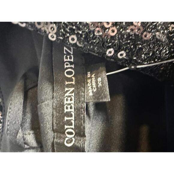 NWT Colleen Lopez Black Sequin Moto Jacket Sparkly Biker Blazer Glam Evening XS - Picture 5 of 7
